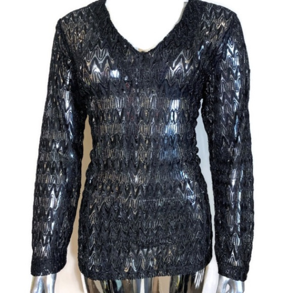 ✨NWOT✨ Black Shimmer Lace Casual Blouse